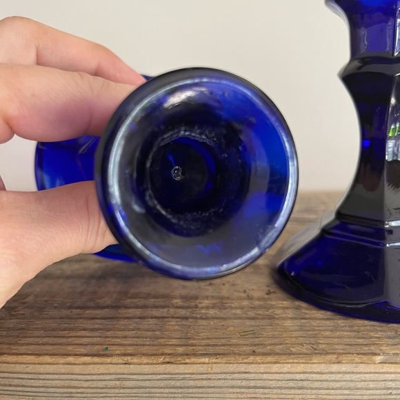 Cobalt Blue Depression Glass Candle Holders - Picture 3 of 4